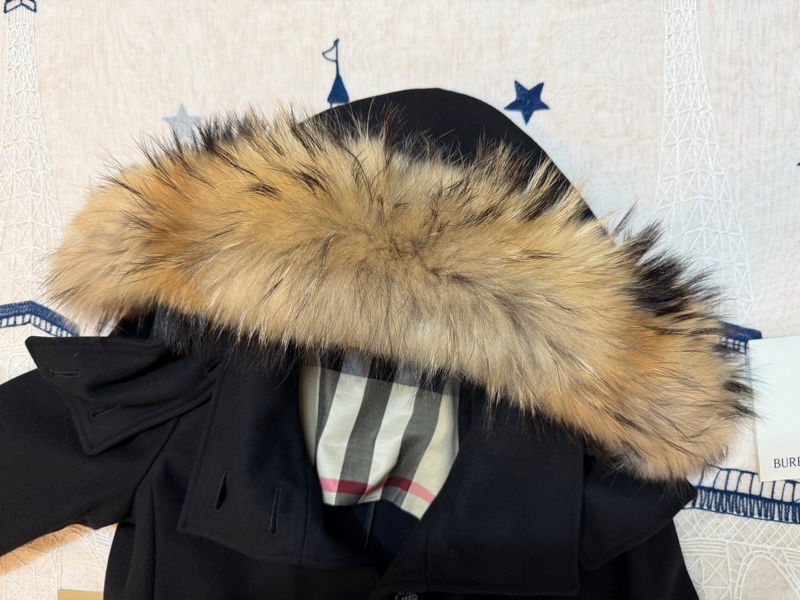 BURBERRY英國黑色連帽羊毛大衣UK6-12