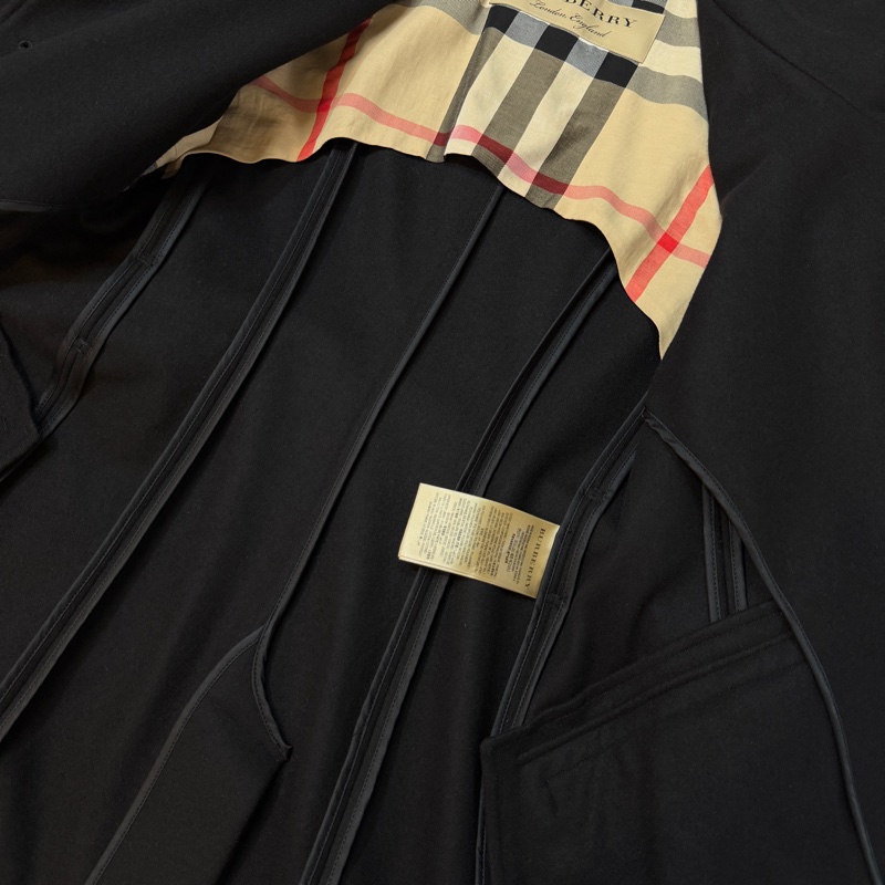 BURBERRY英國黑色連帽羊毛大衣UK6-13