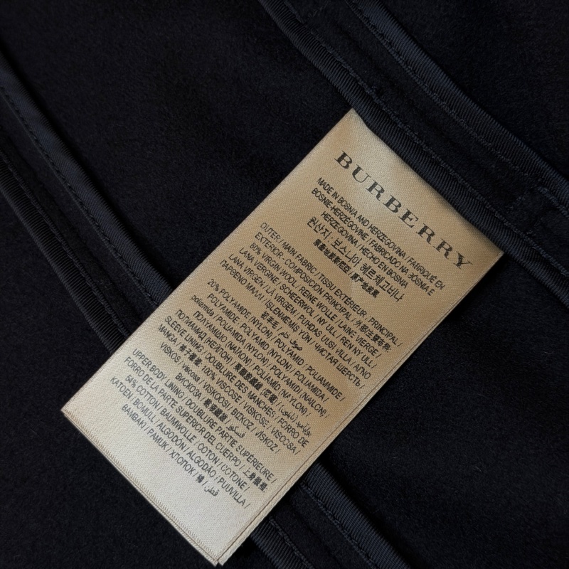 BURBERRY英國黑色連帽羊毛大衣UK6-15