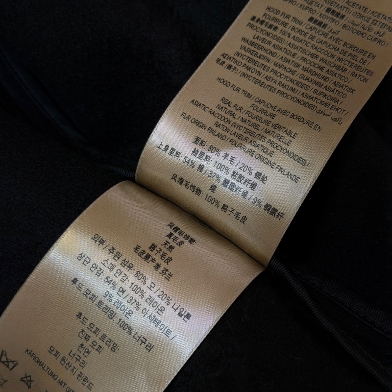 BURBERRY英國黑色連帽羊毛大衣UK6-16