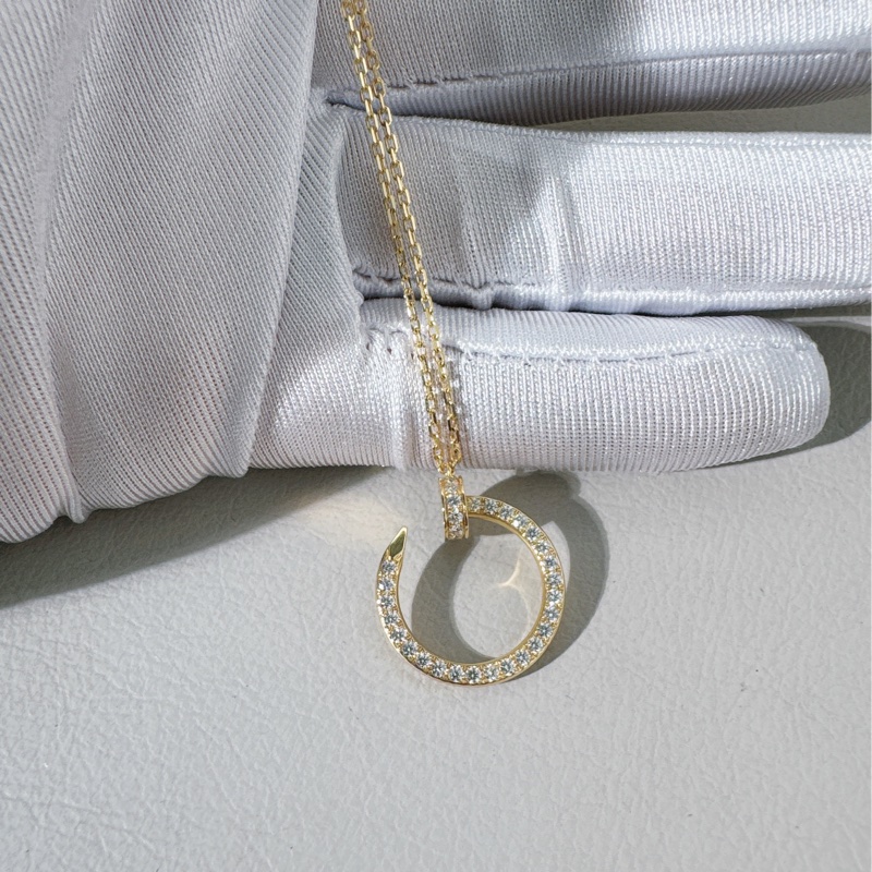 Cartier卡地亚 18K黄金满钻钉子项链-3