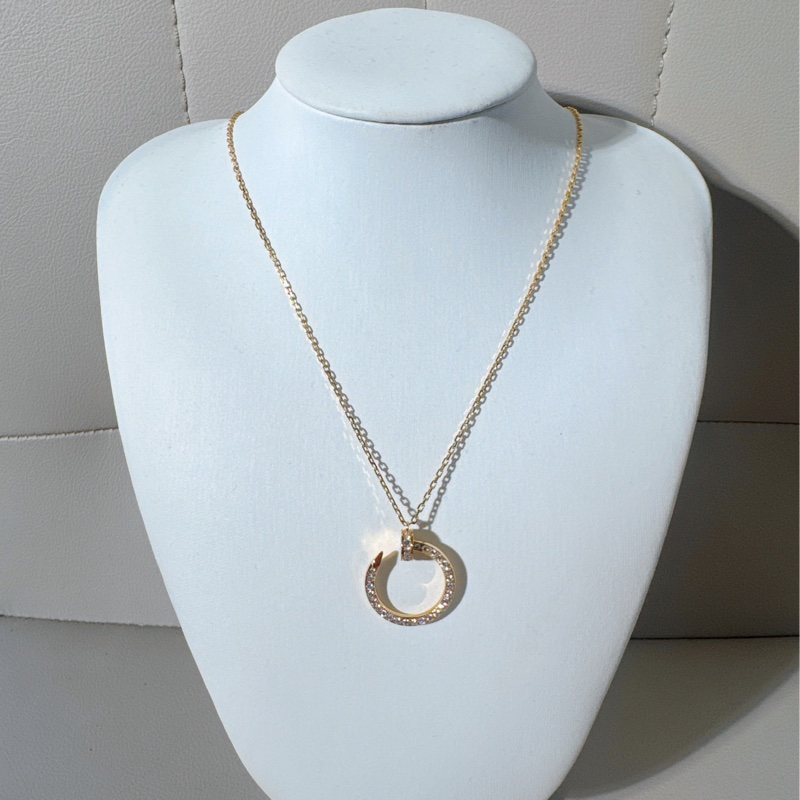 Cartier卡地亚 18K黄金满钻钉子项链-4