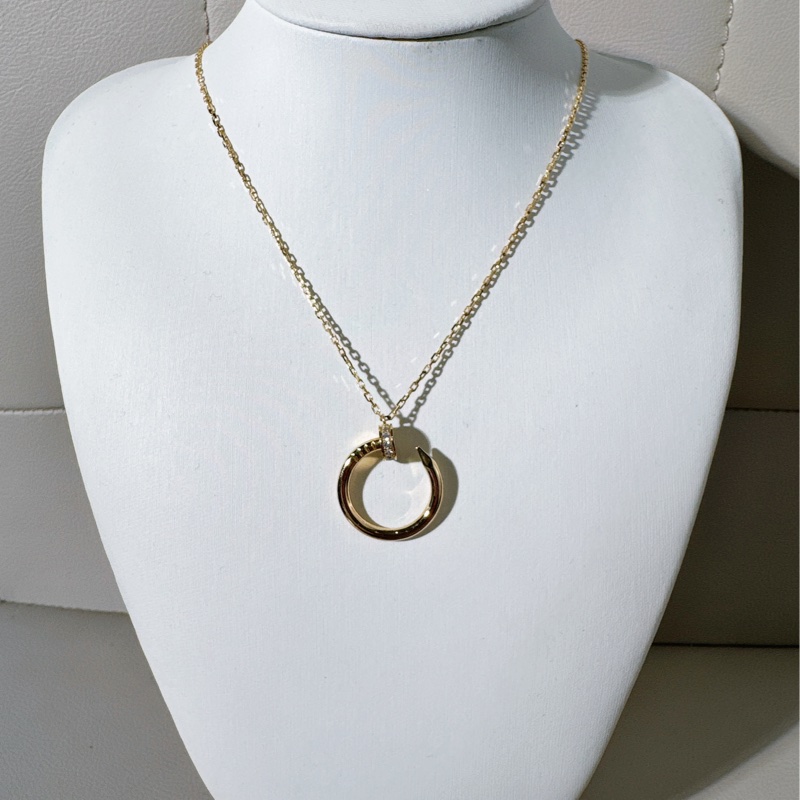 Cartier卡地亚 18K黄金满钻钉子项链-5