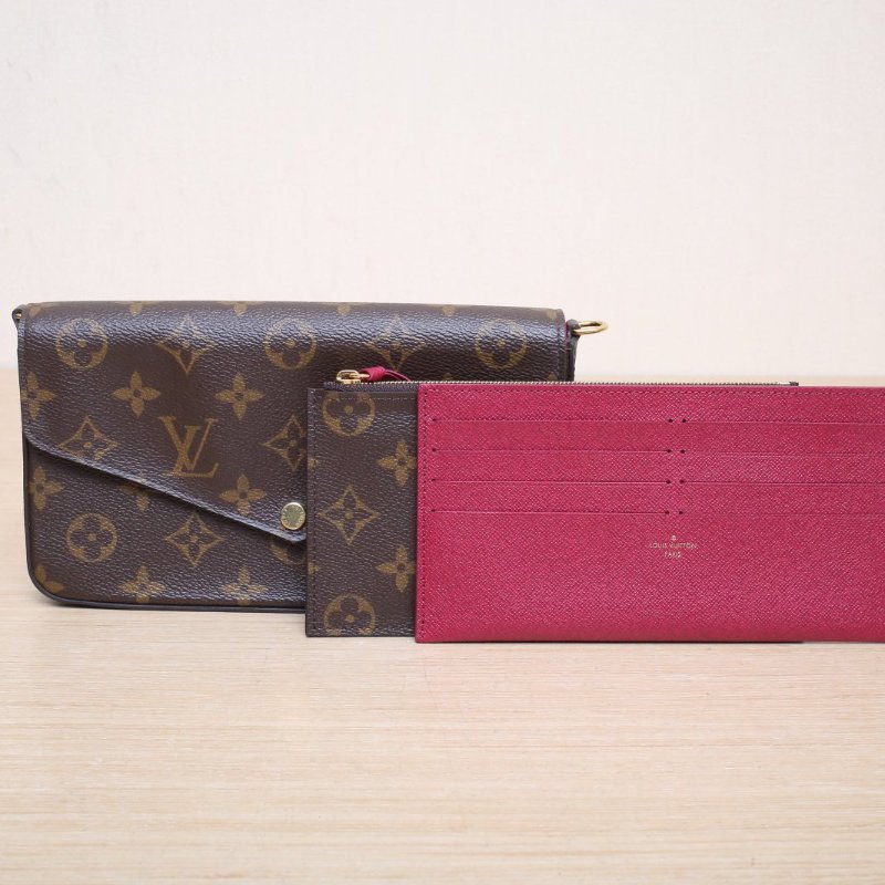 LOUIS VUITTON POCHETTEFELICIE三合一鏈條包老花PVC晶片肩背包-1