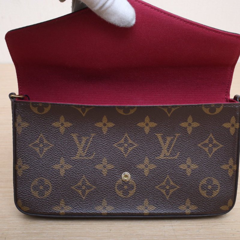LOUIS VUITTON POCHETTEFELICIE三合一鏈條包老花PVC晶片肩背包-2