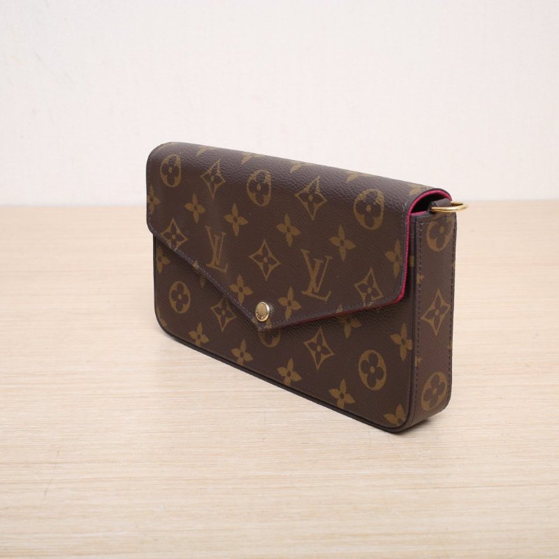 LOUIS VUITTON POCHETTEFELICIE三合一鏈條包老花PVC晶片肩背包-4