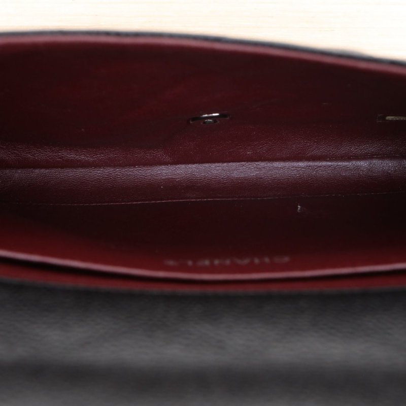 CHANEL 黑色荔枝牛皮荔枝牛皮15開銀扣CF季節款口蓋包Timeless27.5肩背包-2