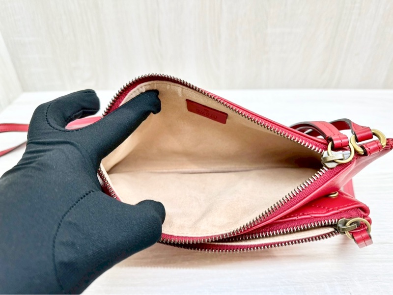 Gucci紅色馬夢二合一拉鍊斜背包453878-4