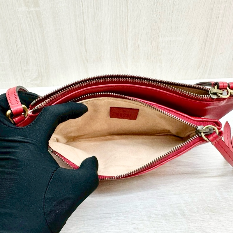 Gucci紅色馬夢二合一拉鍊斜背包453878-6