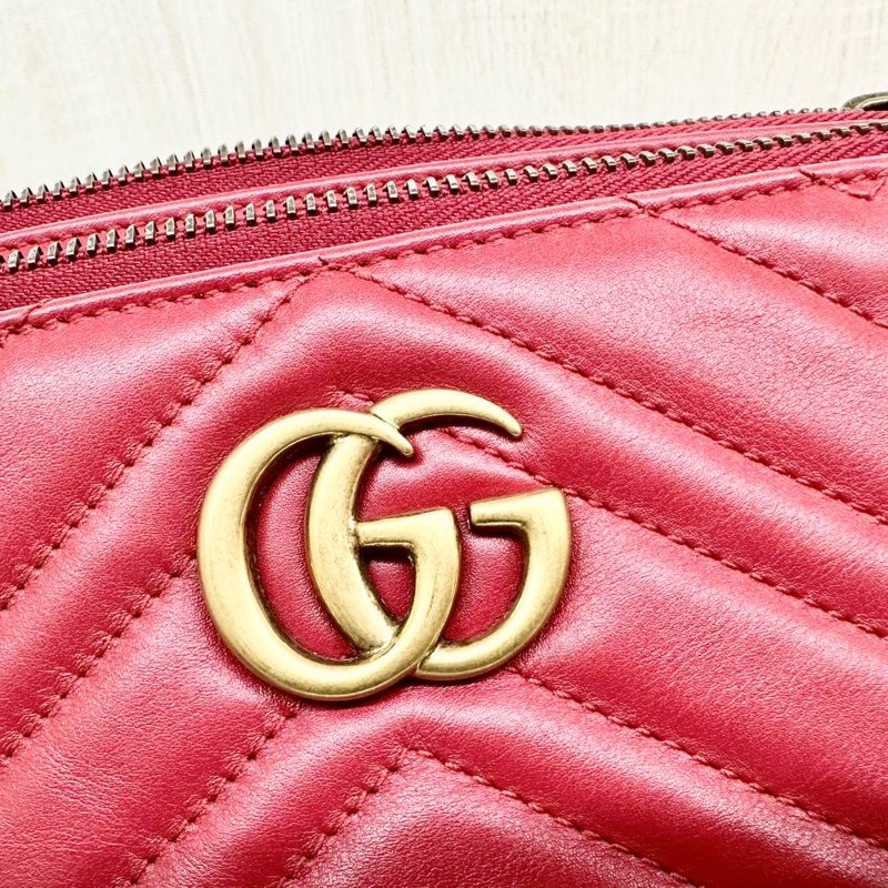 Gucci紅色馬夢二合一拉鍊斜背包453878-10