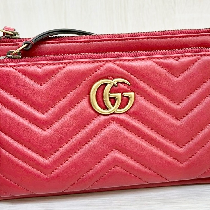 Gucci紅色馬夢二合一拉鍊斜背包453878-13