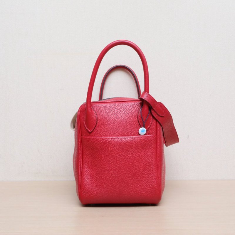 HERMES Lindy3095法拉利紅TC皮C刻銀扣肩背包-4