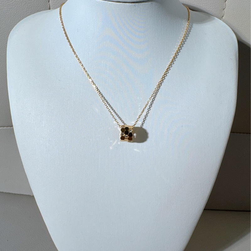 Chaumet尚美 18K金镶钻蜂巢项链-6