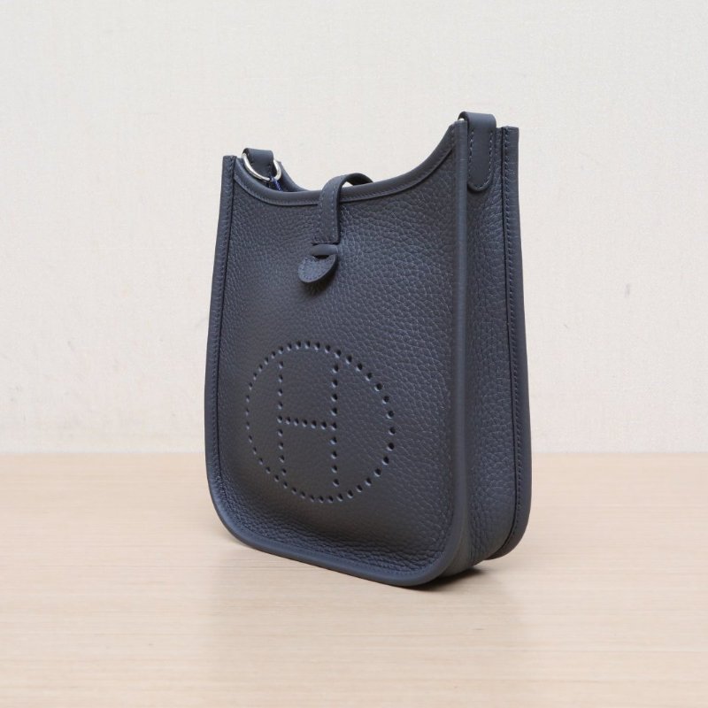 HERMES EvelyneMini16H0朦朧灰TC皮W刻銀扣肩背包-2