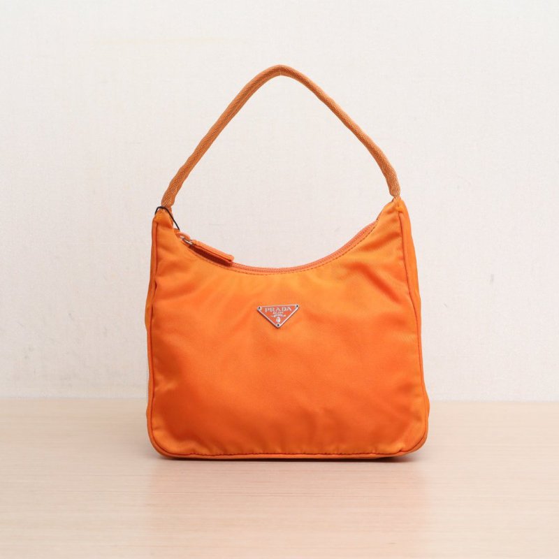 PRADA 橘色尼龍中古hobo腋下包肩背包-1