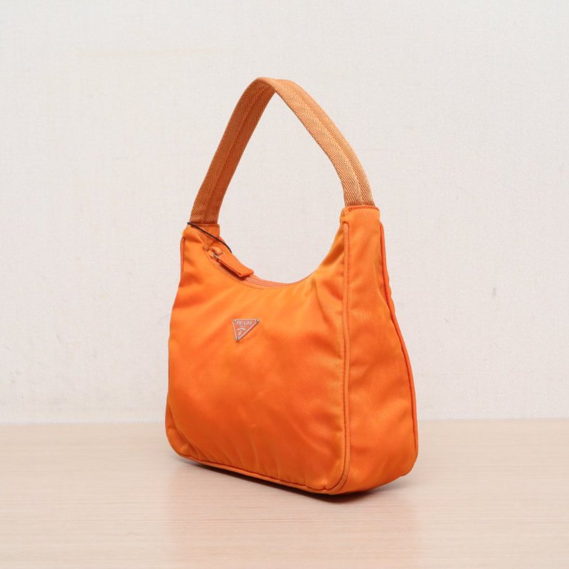 PRADA 橘色尼龍中古hobo腋下包肩背包-3