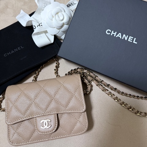 chanel奶茶mini鏈條包