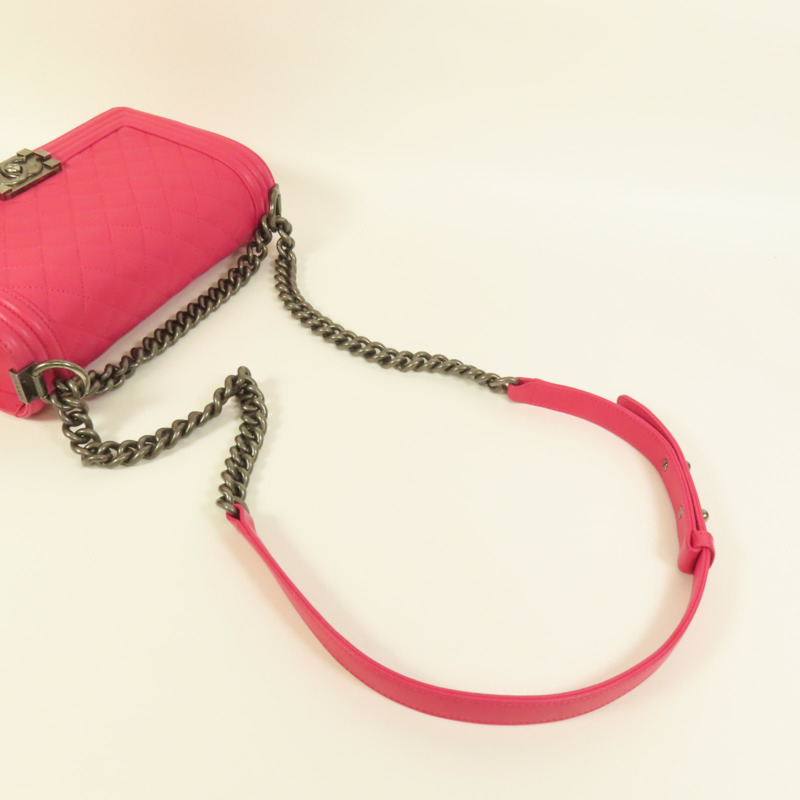 CHANEL 羊皮皮革Boy 25鏈帶肩背袋-4