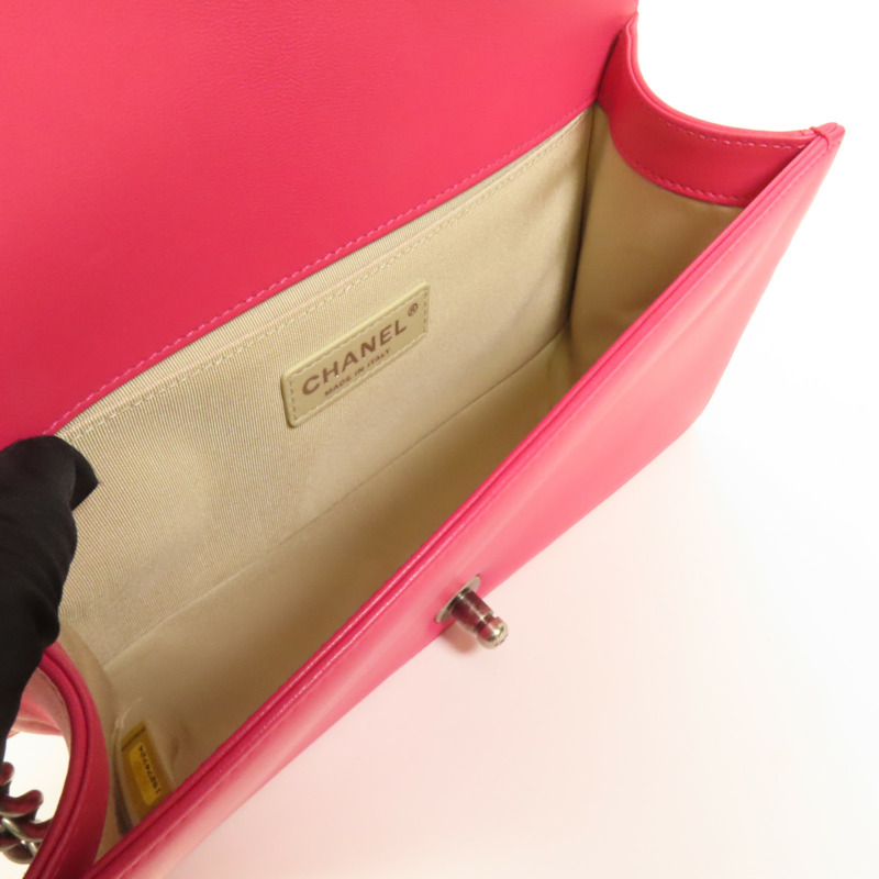 CHANEL 羊皮皮革Boy 25鏈帶肩背袋-5