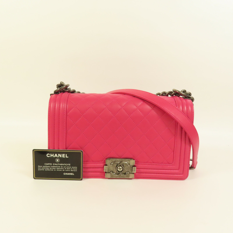 CHANEL 羊皮皮革Boy 25鏈帶肩背袋-11