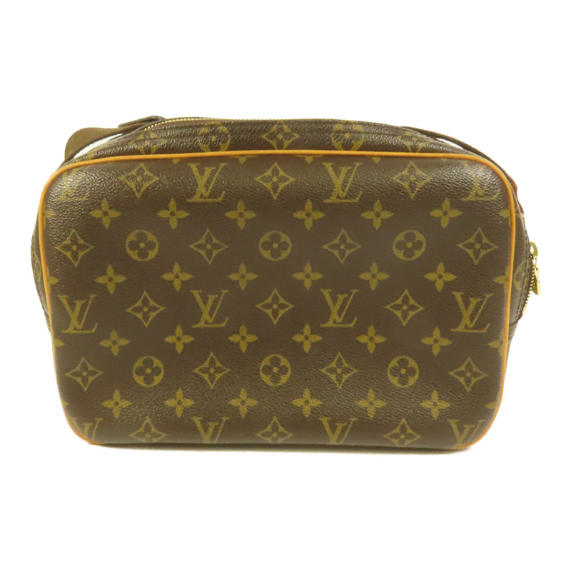 LOUIS VUITTON Monogram Reporter PM金扣肩背袋棕色-1