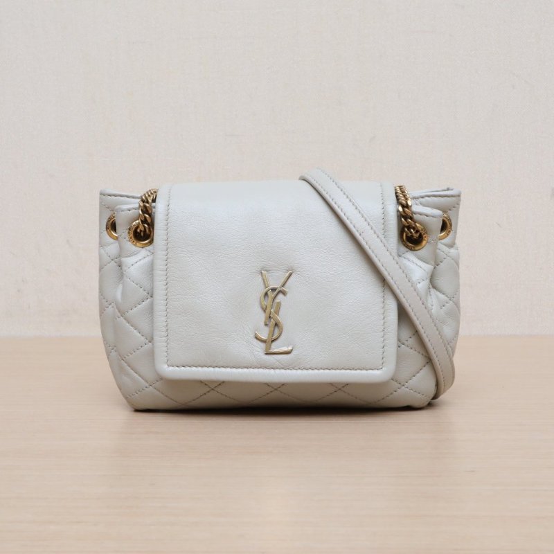 SAINT LAURENT NolitaMini18白色羊皮金扣肩背包-1