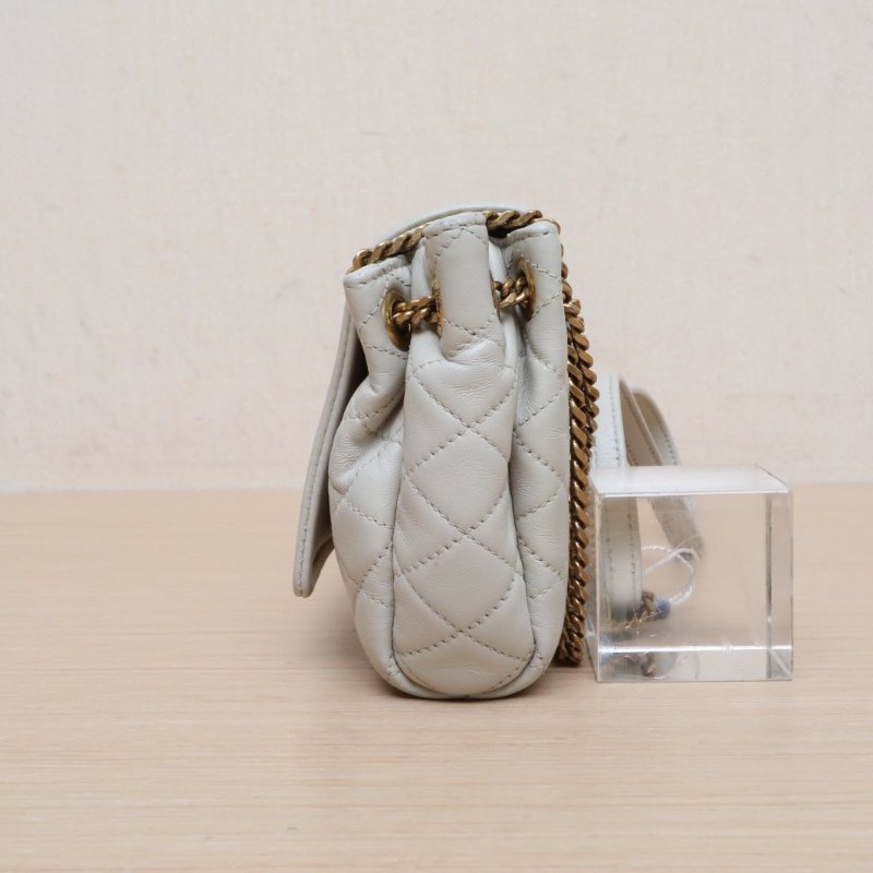 SAINT LAURENT NolitaMini18白色羊皮金扣肩背包-3