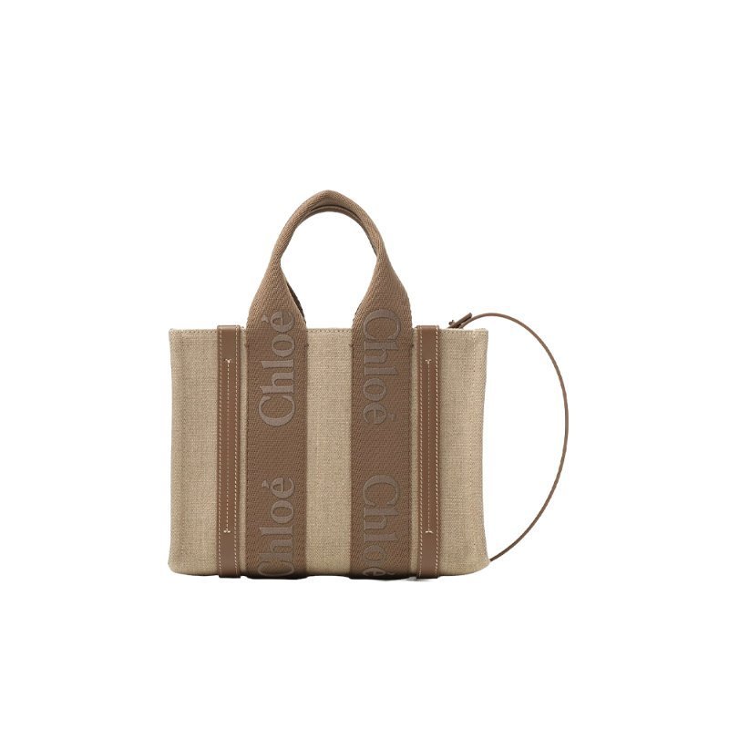 Chloe Small Woody Tote Bag for Women in Dark Nut (CHC23AS397L17-29X)-4