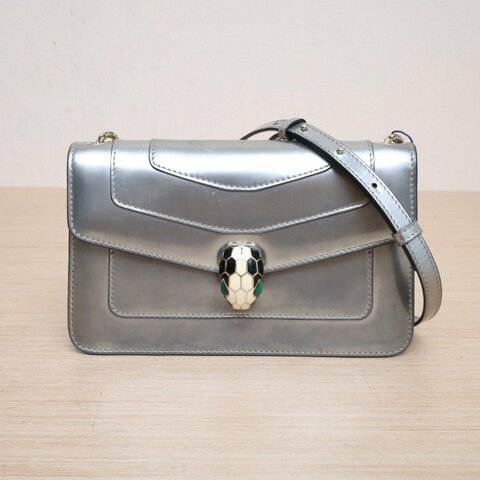 BVLGARI SerpentiForever蛇頭包woc22銀色牛皮肩背包