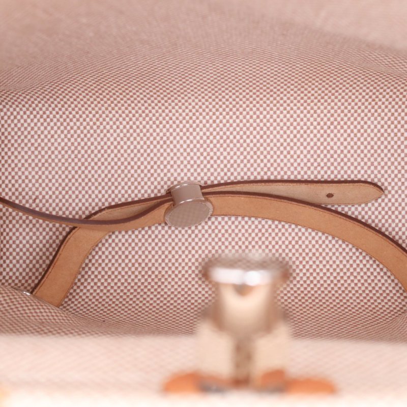 HERMES HERBAGadoszip雙肩包14米色CrissViking編織帆布/Hunter牛皮Z刻銀扣肩背包-4