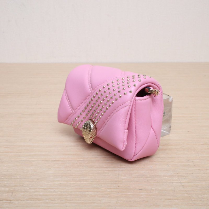 BVLGARI SerpentiCabochon蛇頭包超Mini玫粉色牛皮玫瑰粉牛皮肩背包-3