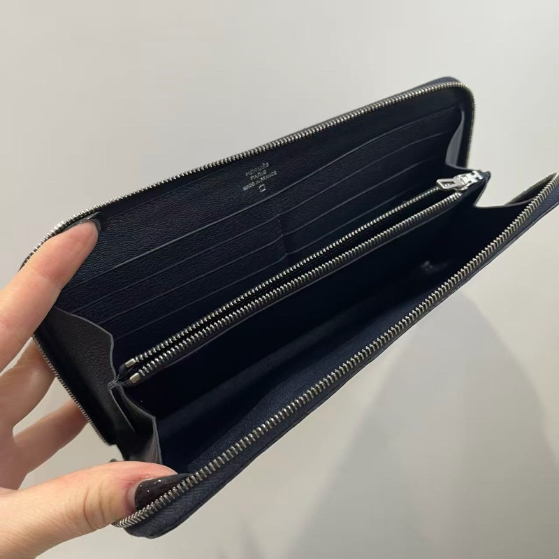「JL精品代購」 愛馬仕海軍藍鱷魚皮Azap Long拉鏈長夾-2
