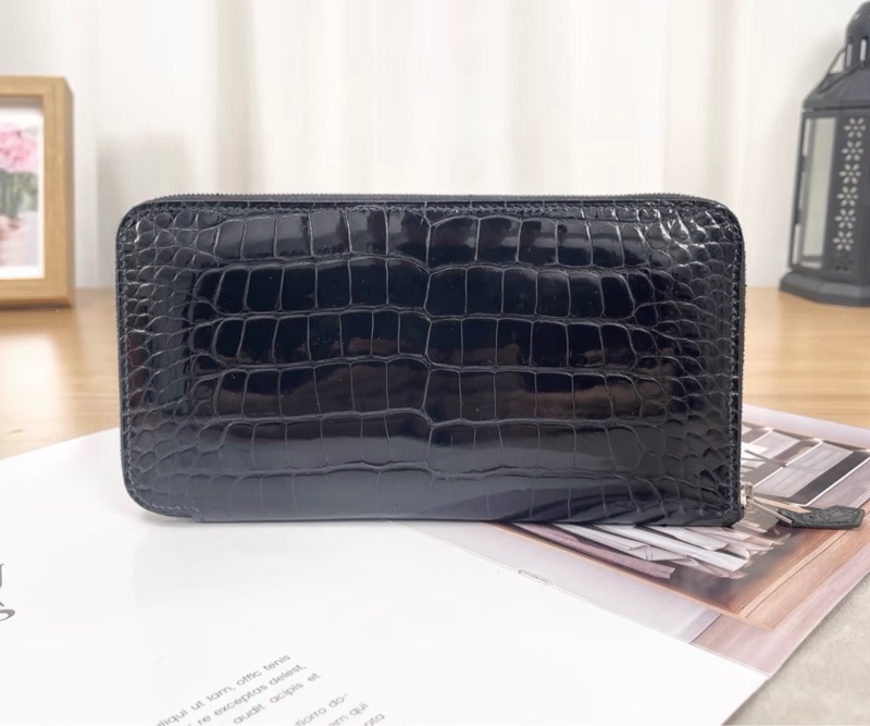 「JL精品代購」 愛馬仕海軍藍鱷魚皮Azap Long拉鏈長夾-3