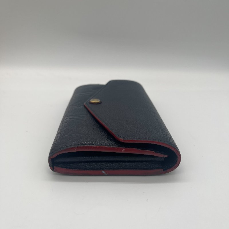 Louis Vuitton 路易威登 Sarah 經典花紋 海軍藍 牛皮 壓紋 扣式長夾-3