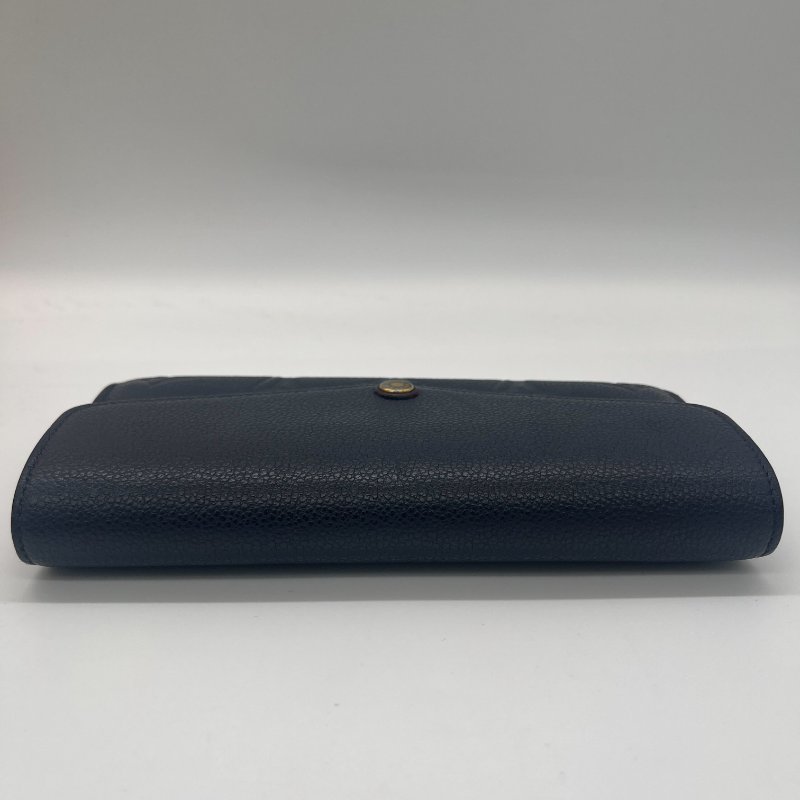 Louis Vuitton 路易威登 Sarah 經典花紋 海軍藍 牛皮 壓紋 扣式長夾-4