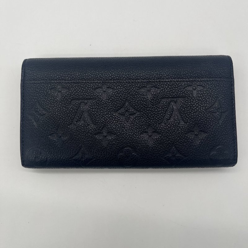 Louis Vuitton 路易威登 Sarah 經典花紋 海軍藍 牛皮 壓紋 扣式長夾-6
