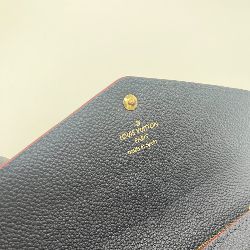 Louis Vuitton 路易威登 Sarah 經典花紋 海軍藍 牛皮 壓紋 扣式長夾-9