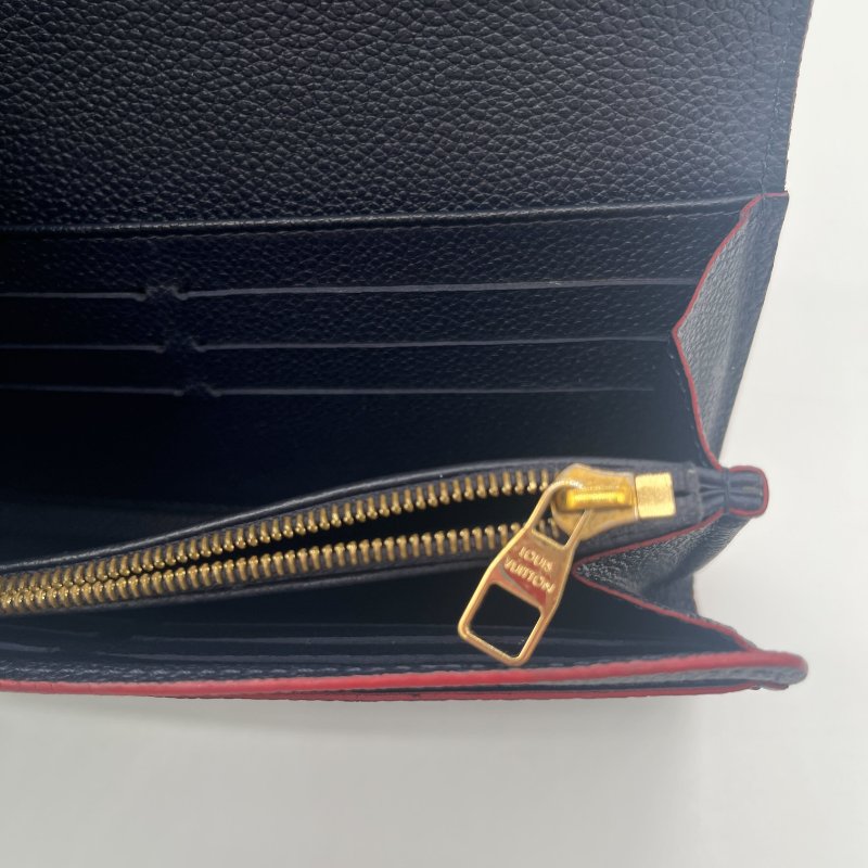 Louis Vuitton 路易威登 Sarah 經典花紋 海軍藍 牛皮 壓紋 扣式長夾-10