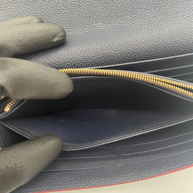 Louis Vuitton 路易威登 Sarah 經典花紋 海軍藍 牛皮 壓紋 扣式長夾-12