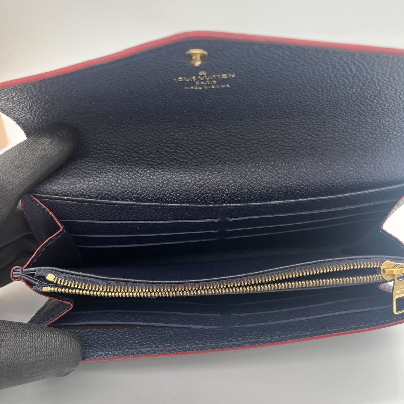 Louis Vuitton 路易威登 Sarah 經典花紋 海軍藍 牛皮 壓紋 扣式長夾-15