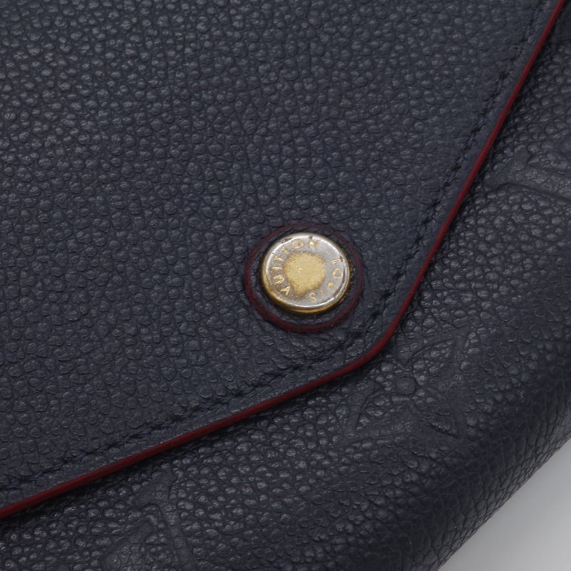 Louis Vuitton 路易威登 Sarah 經典花紋 海軍藍 牛皮 壓紋 扣式長夾-5