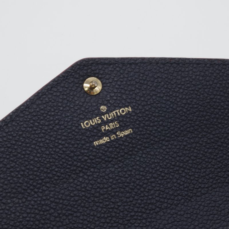 Louis Vuitton 路易威登 Sarah 經典花紋 海軍藍 牛皮 壓紋 扣式長夾-6