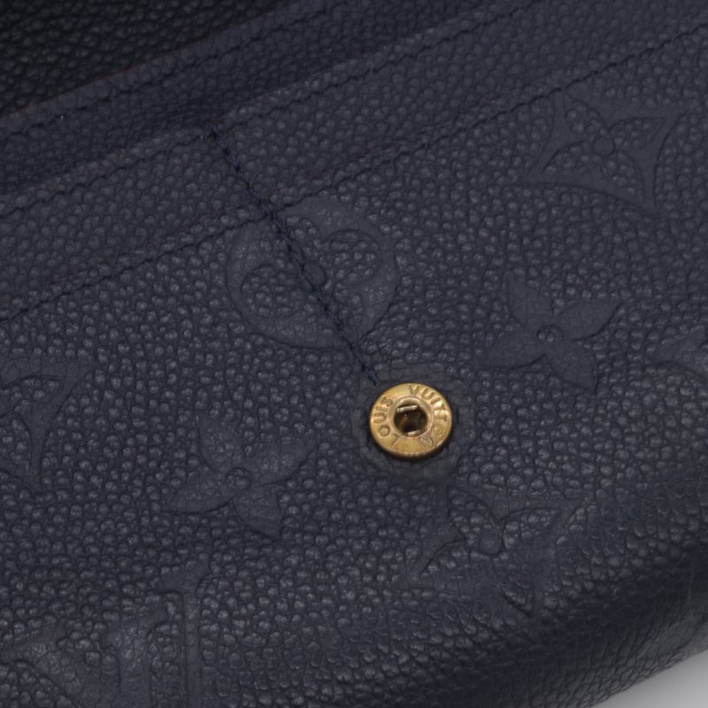 Louis Vuitton 路易威登 Sarah 經典花紋 海軍藍 牛皮 壓紋 扣式長夾-7
