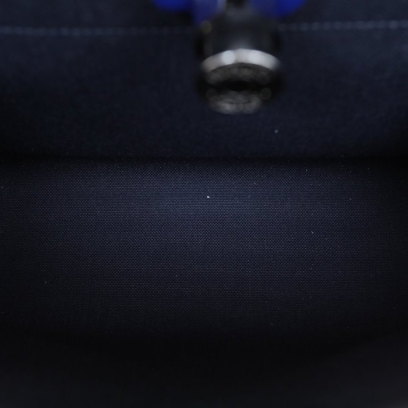 HERMES Herbag3189黑色拼73寶石藍帆布/Hunter牛皮Y刻銀扣肩背包-4