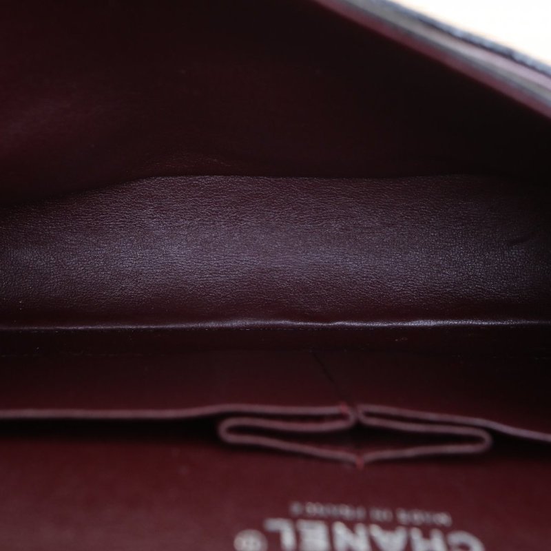 CHANEL CF口蓋包中號25.5黑色荔枝牛皮28開銀扣肩背包-2