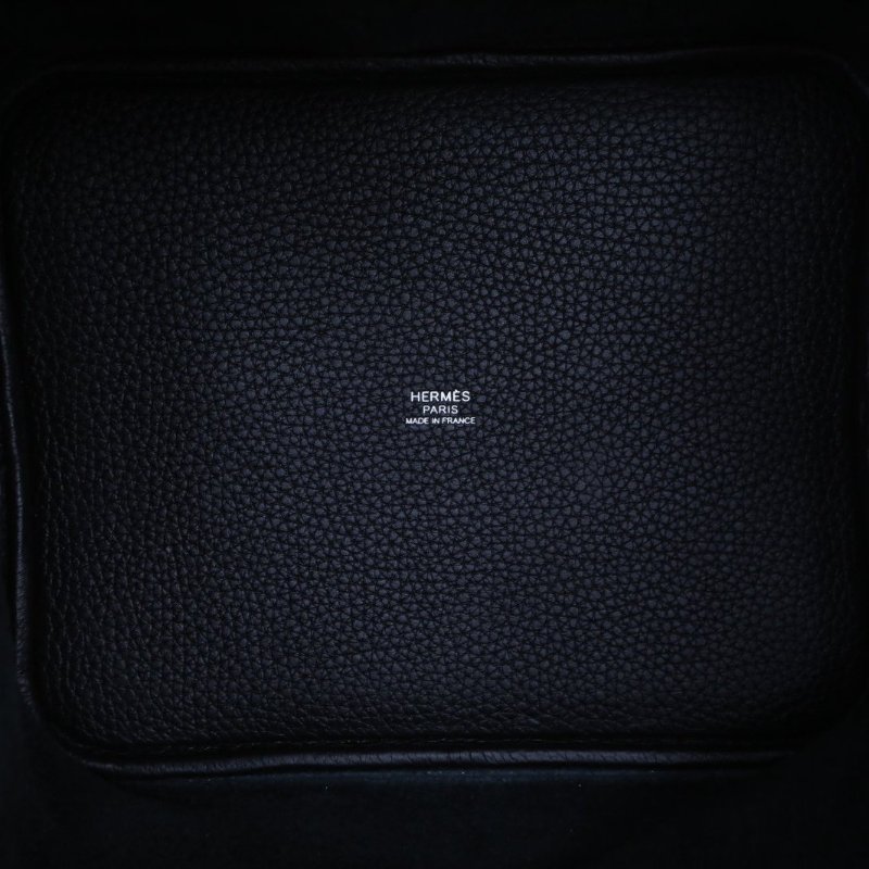 HERMES Picotin22菜籃子89黑色TC皮U刻銀扣肩背包-2