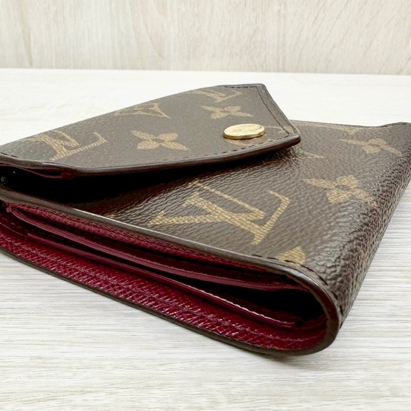 LV原花拼紅色內裡信封式三折短夾M41938-13