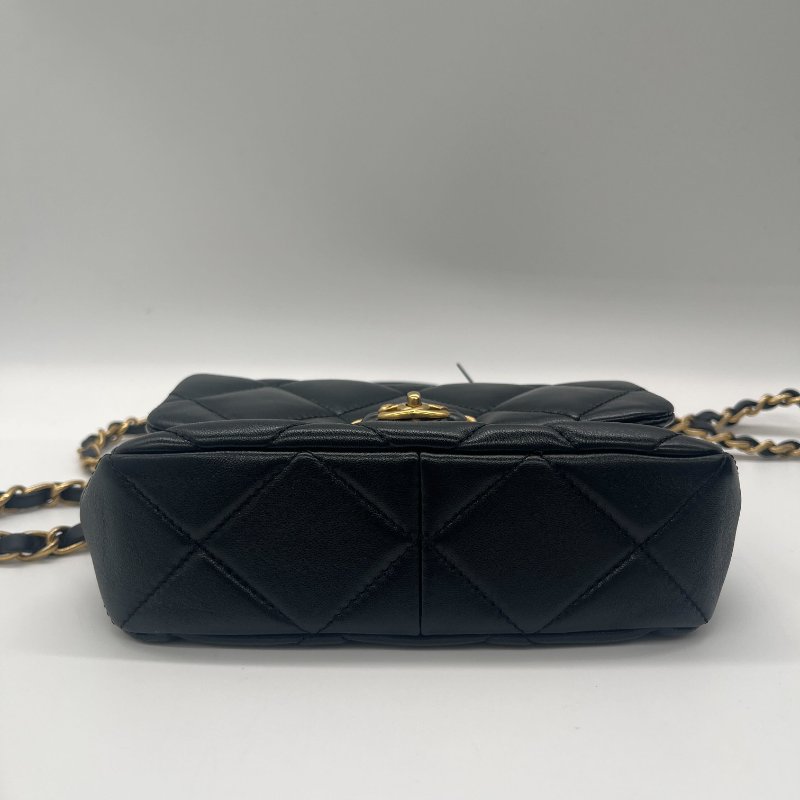 Chanel 香奈兒 Flap Bag 經典LOGO 愛心鎖扣 方胖子 黑色 小羊皮 斜背包 肩背包-4