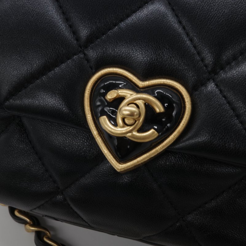【極度貌美🌟 🈶️購證】Chanel 香奈兒 Flap Bag 方胖子 限量愛心鎖扣 黑色 小羊皮 鏈條包 斜背包 肩背包-7