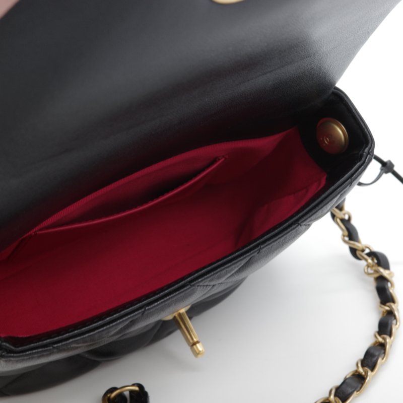 【極度貌美🌟 🈶️購證】Chanel 香奈兒 Flap Bag 方胖子 限量愛心鎖扣 黑色 小羊皮 鏈條包 斜背包 肩背包-11